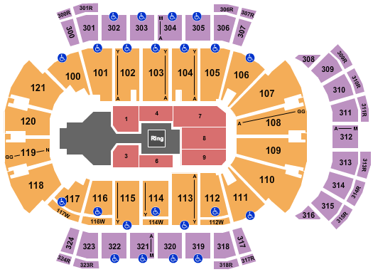 VyStar Veterans Memorial Arena WWE Seating Chart